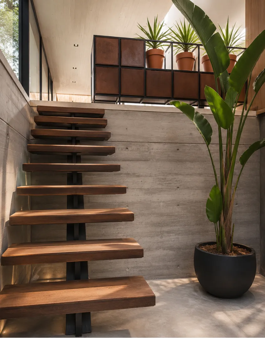 Escalera con estructura de hierro