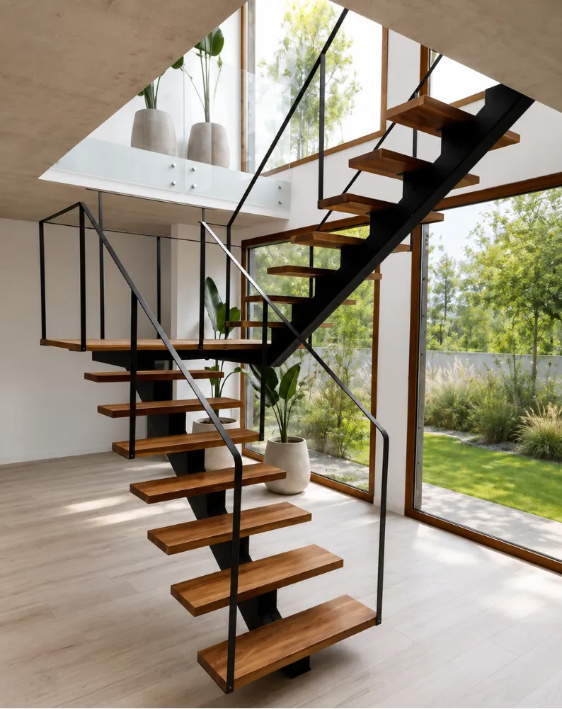 Escalera con estructura de hierro